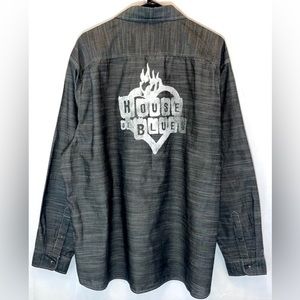 House Of Blues Long Sleeve Shirt Mens 3XL Gray Chambray Rare Vintage